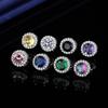 Copper-Plated White Gold Zircon Stud Earrings - Women's Colored Gemstone Jewelry