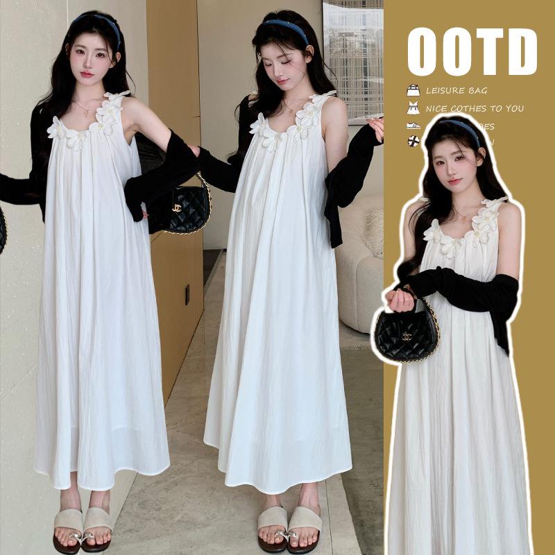 2026 Summer Maternity Two-Piece Set: Sun Protection Jacket & Loose Camisole Dress M