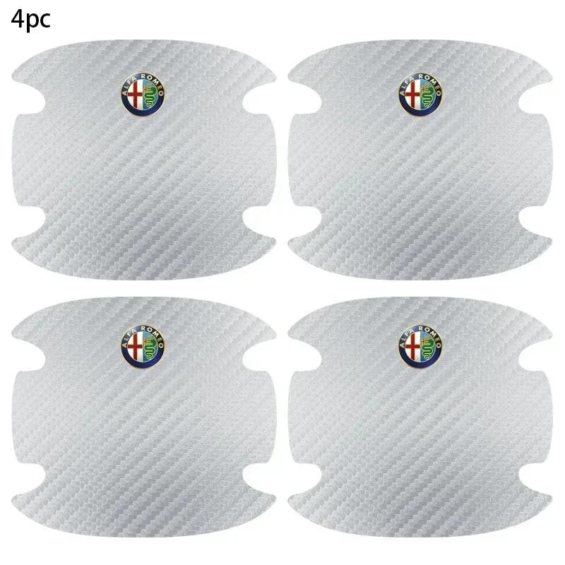 4PCS Car Door Handle Bowl Scratch Protector Carbon Fiber Stickers For Alfa Romeo 159 Giulietta Giulia 147 Mito 156 166 Stelvio