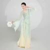 Women's Chinese Style Gradient Dance Dress, Flowy Chiffon Long Sleeve Performance Costume