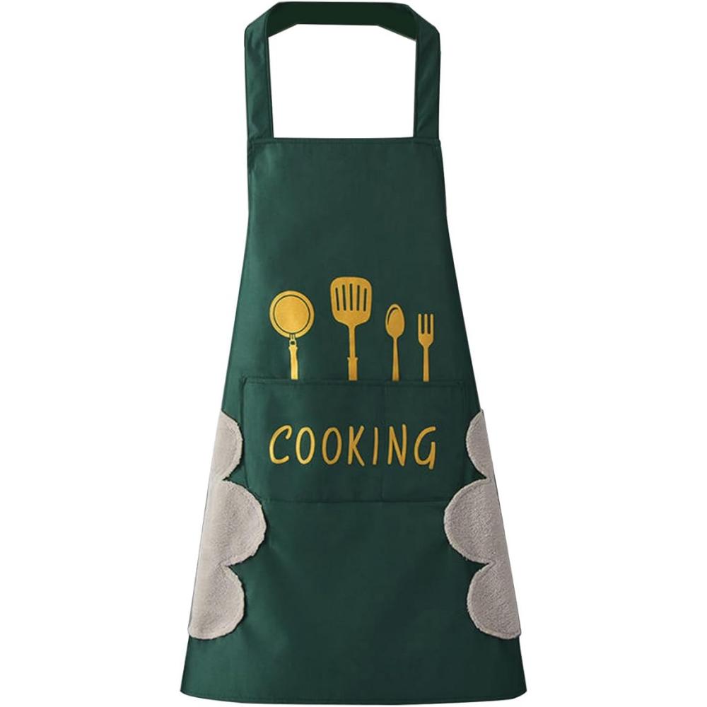 1pc Stylish Polyester Apron with "COOKING" Print - Thick Waist Design, Durable & Easy-Clean, Perfect for Home Kitchen Wear, Cook