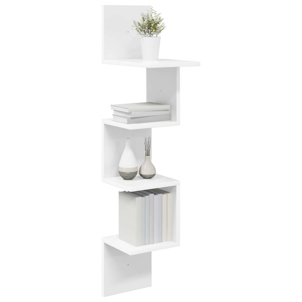 Wall Shelf Wall Mount White 32 X 21 X 107 Cm Engineered Wood