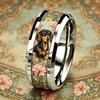 Cute Dachshund Dog Pink Floral Pattern Ring Fashion Men Stainless Steel Ring Cute Pet Daily Wear Stackable Ring Wedding Jewelry
