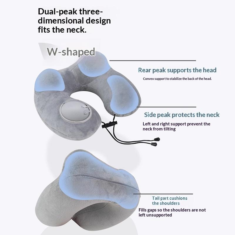 U-Shaped Comfortable Self-inflating Air Pillow Neck Support Inflatable Airplane Travel Neck Pillow Inflatable Sleeping Pillow