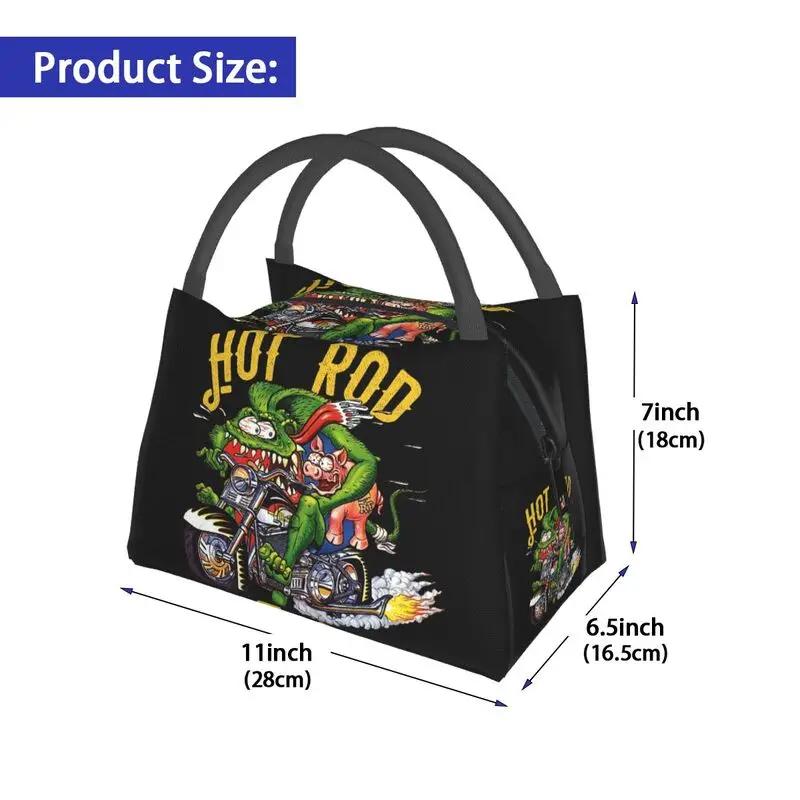 Ratfink Ride Insulated Lunch Bags for School Office Rat Fink Waterproof Thermal Cooler Bento Box Women Lunchbag