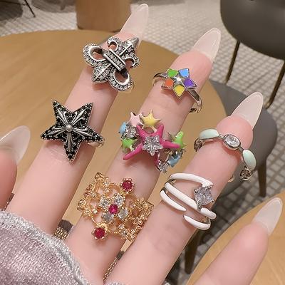 Nischen Design Ring Serie Personalisierter Stern Tropföl Hohes Gefühl Gestapelter Offener Ring Damenmode Französisch