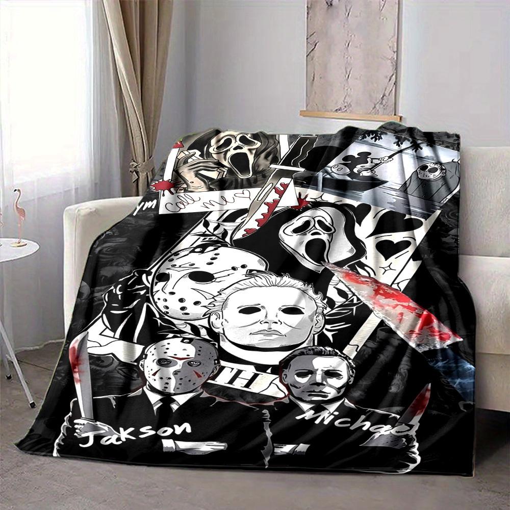 1pc Horror Movie Characters Blanket Soft All Season Throw with Vibrant Design, Perfect for Home, Travel, and Gifts, Ideal for Naps and Camping