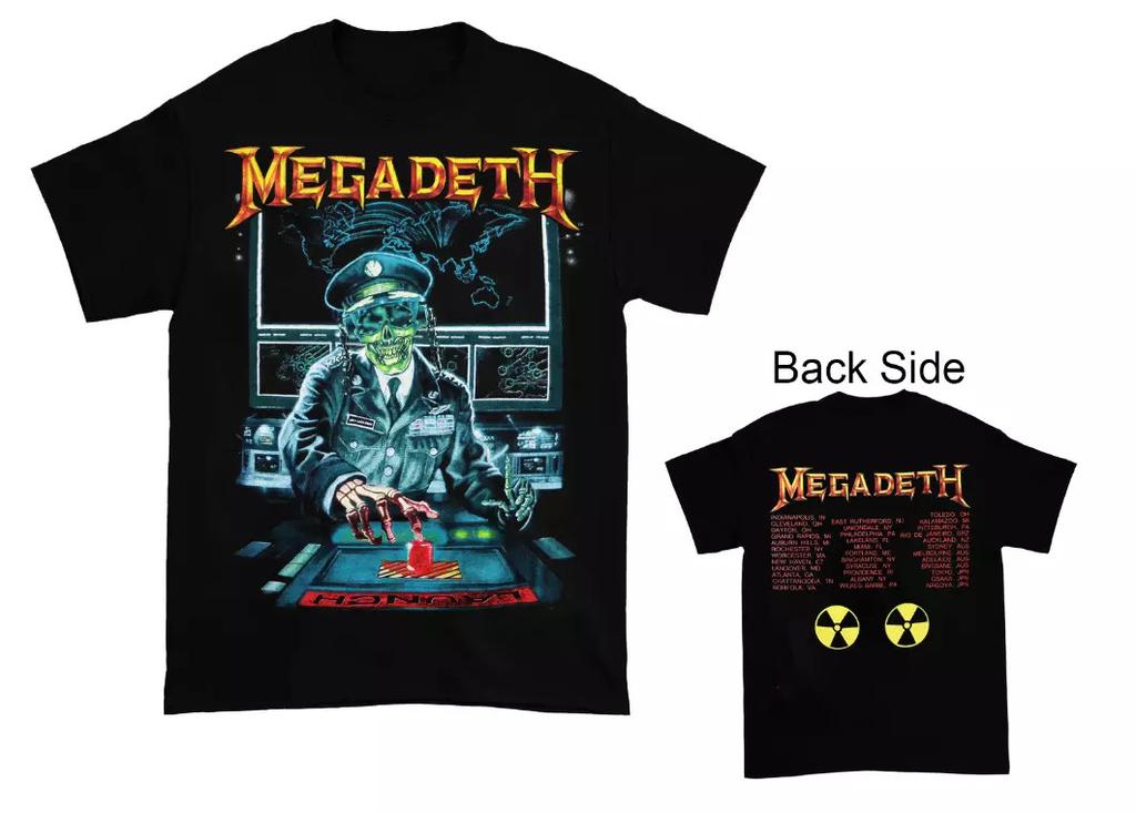 Maglietta Nera Megadeth Rust in Peace Tour 1990 Maglietta Doppia Faccia