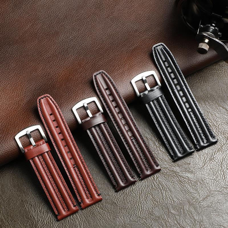 Calfskin Switch Ear Strap 20mm22mm Double Bone Three-dimensional Leather Watch Strap Personalized Accessories