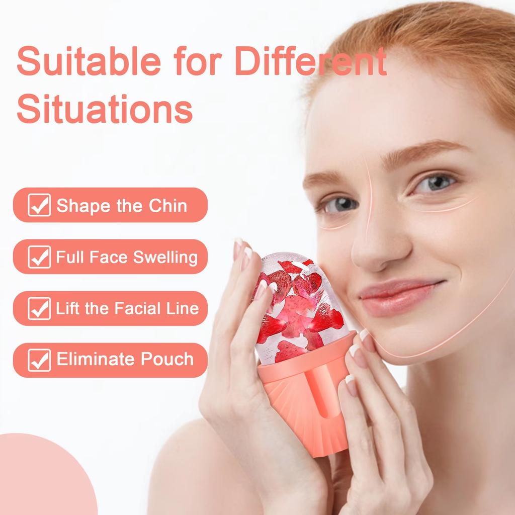 Rullo per il viso in ghiaccio, cubo di ghiaccio, massaggio di bellezza, stampo in silicone per il ghiaccio, per il gonfiore degli occhi, rullo per il viso in ghiaccio, restringimento dei pori