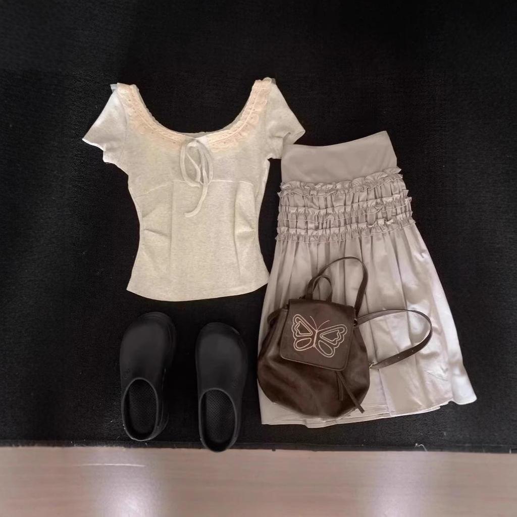 Women's Summer 2025 Lace-Trimmed Slim-Fit Short-Sleeve T-Shirt - Stunning, Beautiful, Unique