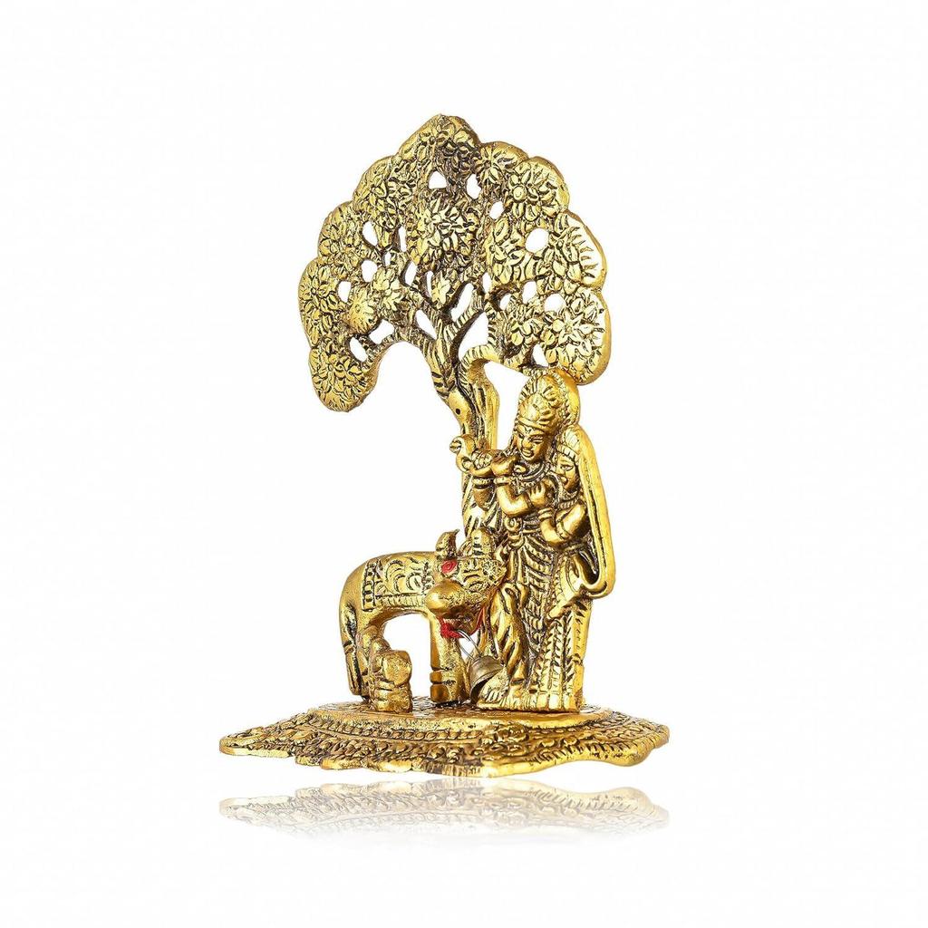 Radha Krishna Geschenk mit Kuh-Kalb-Statue Murti Idol zur Heimdekoration, Geschenkartikel für Jubiläum, Hochzeit, Einweihung, Gastgeschenk