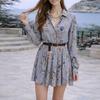 Europe and the United States 2026 summer new short skirt, fashionable temperament thin printing v-neck French dress
