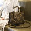 Damska torebka, Torebka typu light luxury, Duża torba, Nowy styl high-end, Vintage torba tote z kwiatowym wzorem, Damska torba na jedno ramię o dużej pojemności