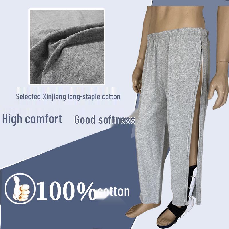 Easy-Wear Cotton Rehab Pants for Post-Surgery, Paralyzed, or Bedridden Men