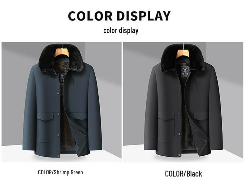 Men's Plus Size Business Casual Fleece-Lined Jacket with Detachable Fur Collar - 2025 Winter Collection