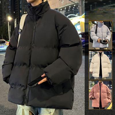 Winter Couple Cotton Clothes Double-sided Cotton-padded Clothes High Street Trend Loose and Versatile Thickened Warm Stand-up Collar Winter Coat