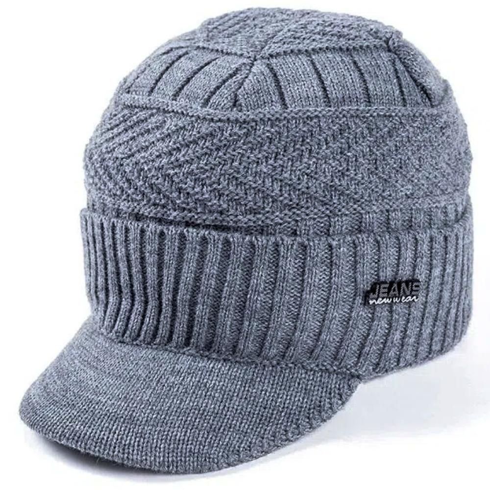 Hot Sale Unisex Warm Winter Hats Plush Fur Lined Warm Cap With Brim Outdoor Knitted Hats For Men & Women