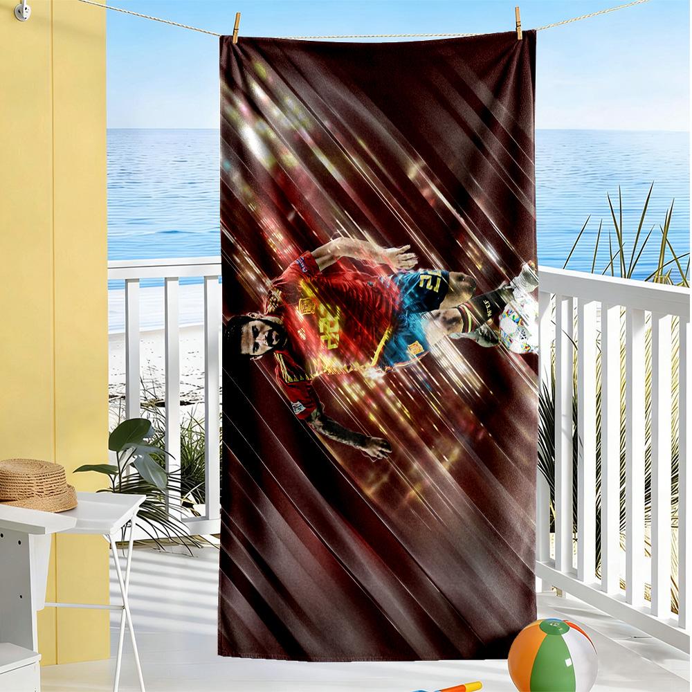 Soccer Player Action Beach Towel Quick-Dry Soft Microfiber Comfortable Lightweight Portable for Swimming,Beach,Camping, Travel, Beach Accessories,Gym