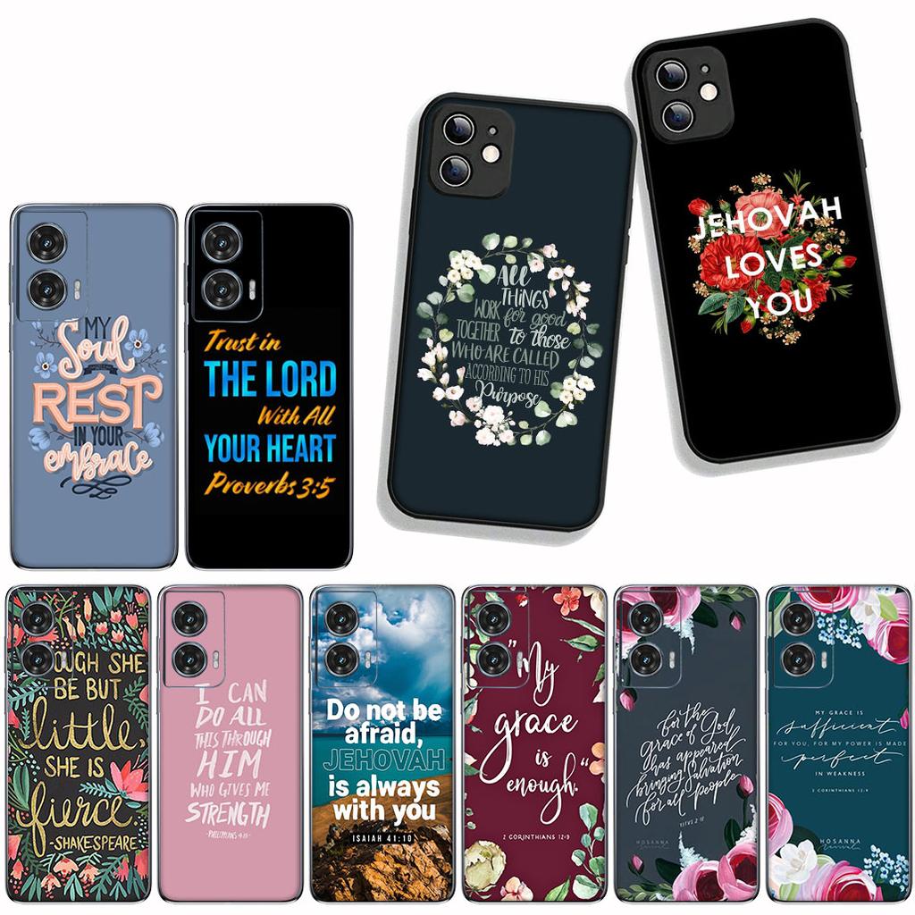for Motorola Moto G54 G05 G24 G75 G85 G15 G57 G86 Power Edge 50 30 Fusion neo Pro Case Bible Verse Christian Jehovah Philippians
