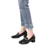 Small Leather Shoes Women's Spring New Cow Patent Leather Metal Buckle Rhinestone Middle Heel Single Shoes Shallow Mouth Four-season Shoes