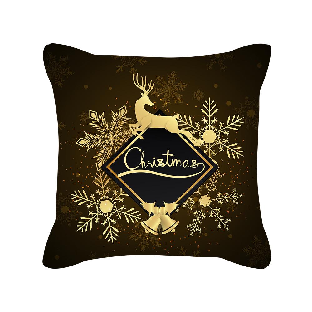 Pillow Peach Velvet Black Gold Christmas Pillow New Snowflake Letter Sofa Bedside Pillow Cover