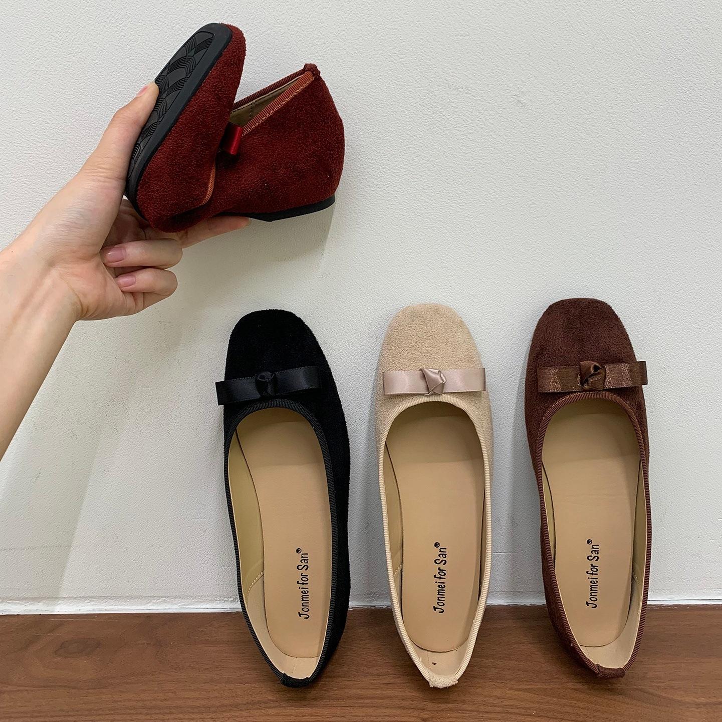 Jonmei for San Gentle Wind French Small Red Bow Shoes Women's Ballet Granny Shoes cm