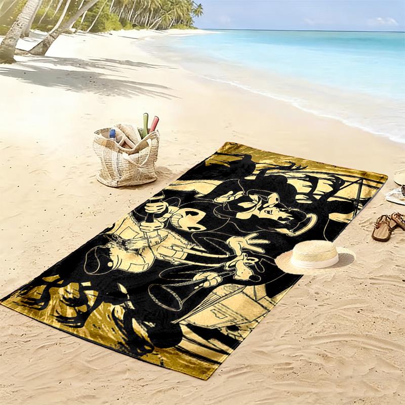 Bendy and the Ink Machine Print Beach Towel, Large Soft Quick Dry Towel for Beach Camping Swimming