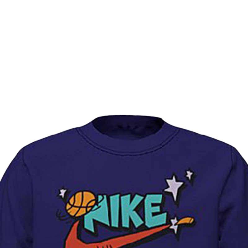 Nike Logo Basketball Print Short Sleeve T-Shirt Kids Tops Blue DD9645-590