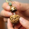 Engrave Cell Phone Chain Hollow Out Carved Wooden Pendants Screw Cap Key Chain  Aroma Diffuser