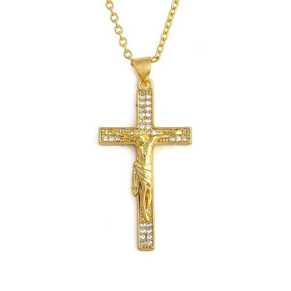 Vintage Jesus Cross Pendant Copper 