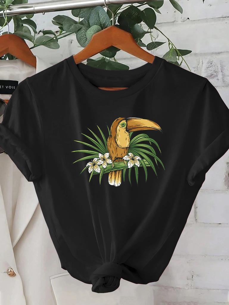 Printed Tshirt Womens Casual Vacation Short Sleeved Round Neck Spring and Summer New Clothing Out of The Street Versatile