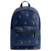 Zaino in Pelle Granata con Stampa Baseball 32 Loghi di Marca Grande da Uomo Blu
