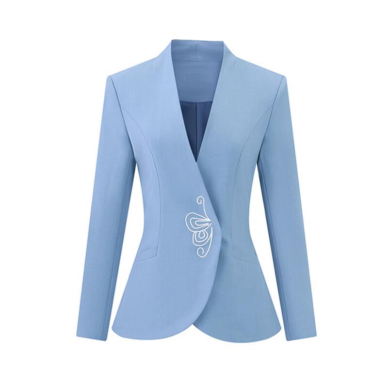 Trueman Light Blue Professional Women's Cheongsam Dress & Suit Sets