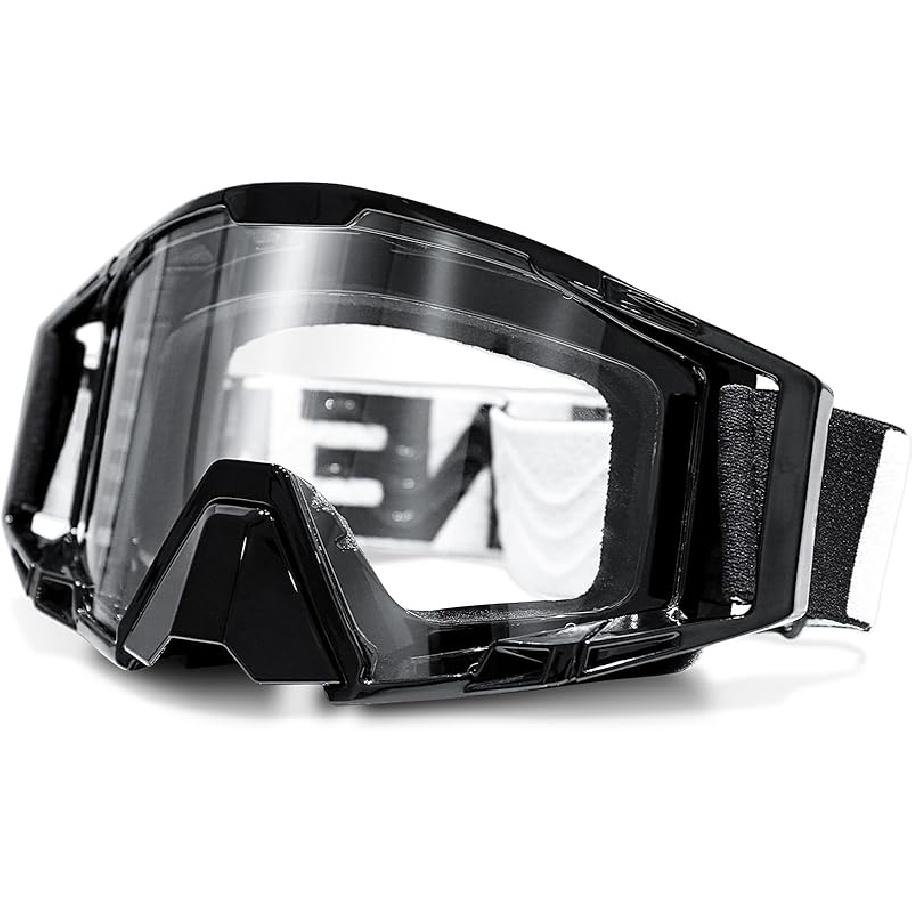 Dirt Bike Goggles Motocross Goggles with Nose Cover MX Goggles ATV Off Road Dirtbike Goggles for Unisex Adult Black Frame & Clear Lens