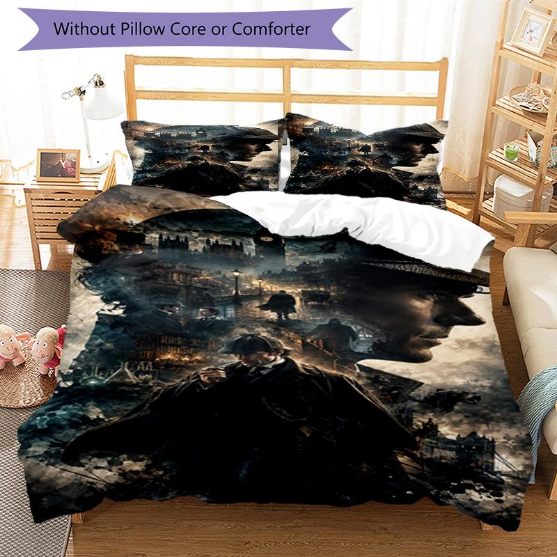 3pcs Sherlock Holmes Bedding Set Duvet Cover Closure Includes 1 Duvet Cover & 2 Pillowcases, Soft and Comfortable for All Seasons.