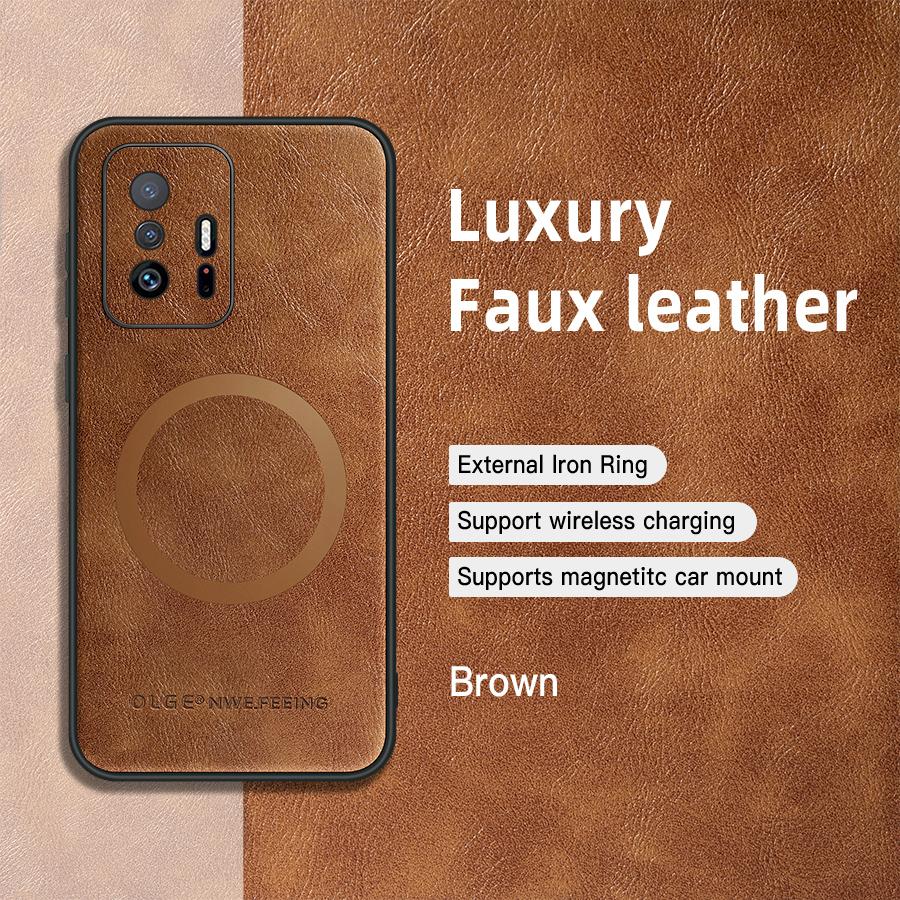 Für Xiaomi 11T 11T Pro PU Leder Magnetring Weiche Kante Anti-Sturz Anti-Fingerabdruck Handyhülle