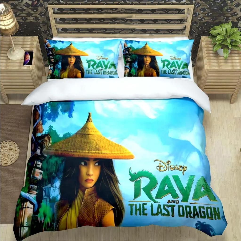 Mode Cartoon Raya und der letzte Drache Druck Bettwäschesets Bettzubehör Set Bettbezug Bettdecken-Set Bettwäscheset Geschenk