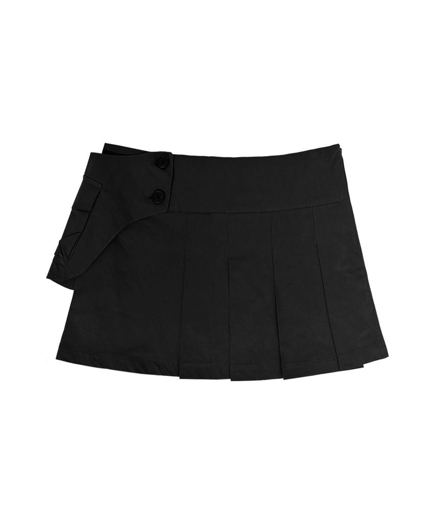 Ineodeijeu Pleated Pocket Cargo Mini Skirt (Black)