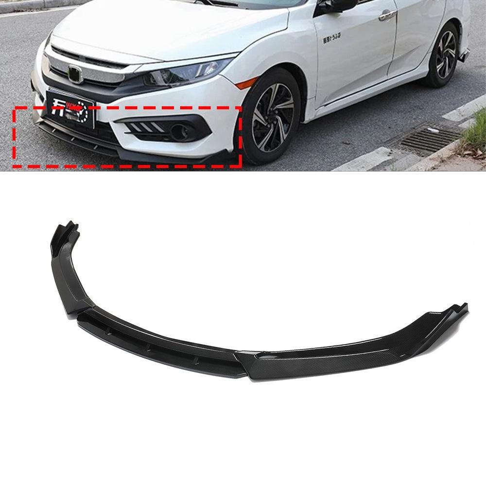 

Compatible Front Lip Kit for 2016-2018 Honda Civic Sedan: Carbon Fiber, 4-Piece Body Modification Parts Matte Black