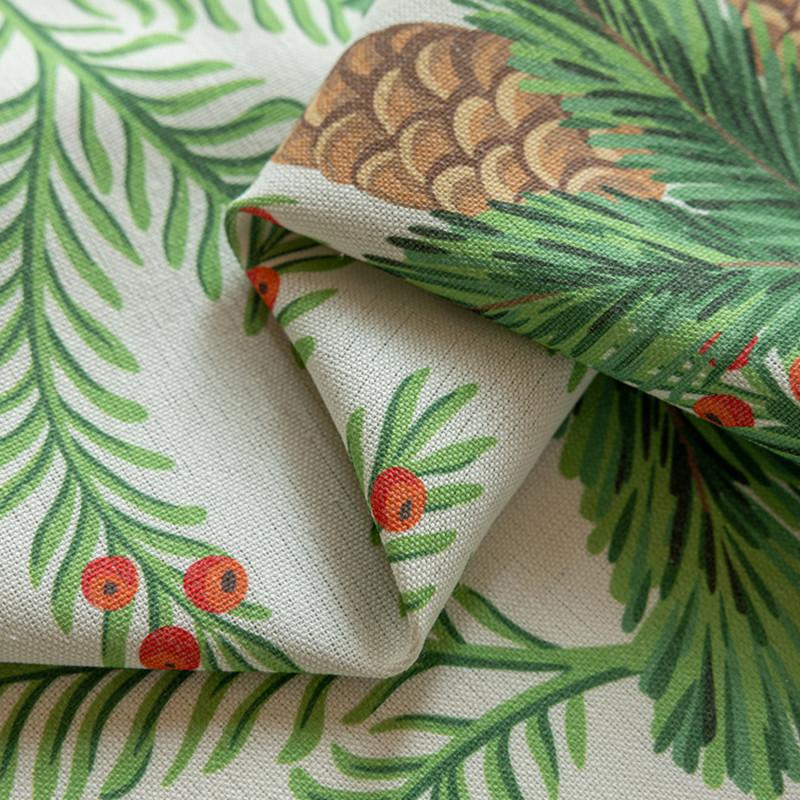 Nordic Green Plant Printed Fabric Curtains Semi Blackout Window Drapes No Drill For Balcony Bedroom Bay Window  Curtains