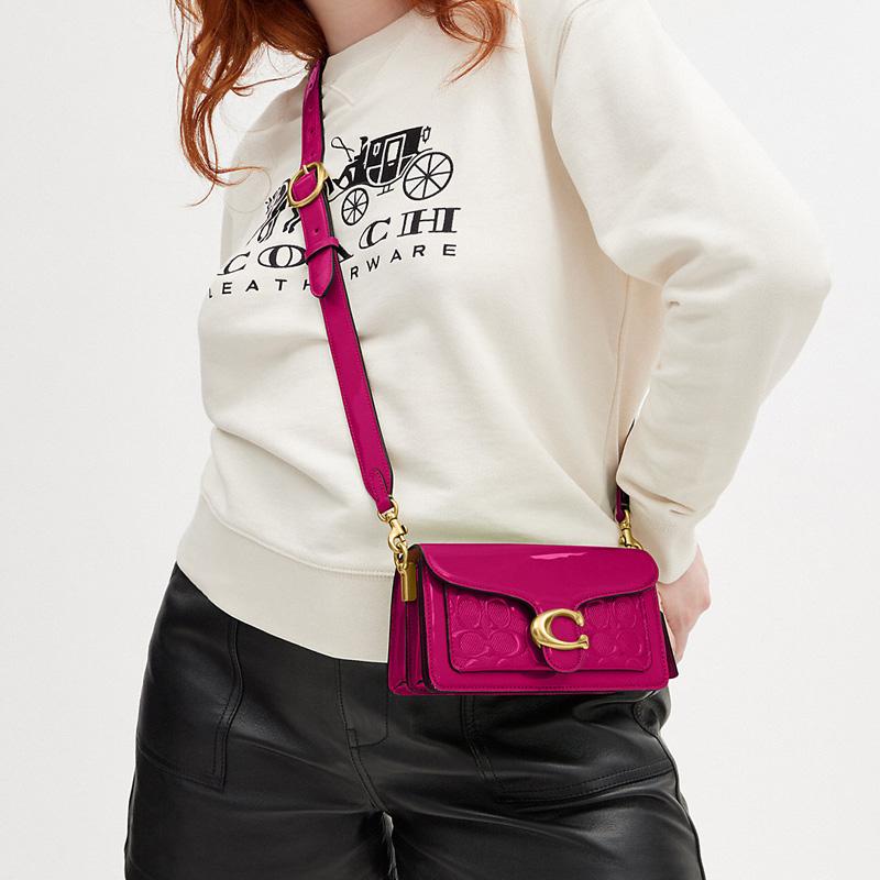 Coach Geprägtes Buchstabenlogo Tabby 20 Klappe Beschläge Druckknopf Multifunktionale Tasche Lackleder Umhängetasche Handtasche Schultertasche Damen Taschen CM556-B4MJ