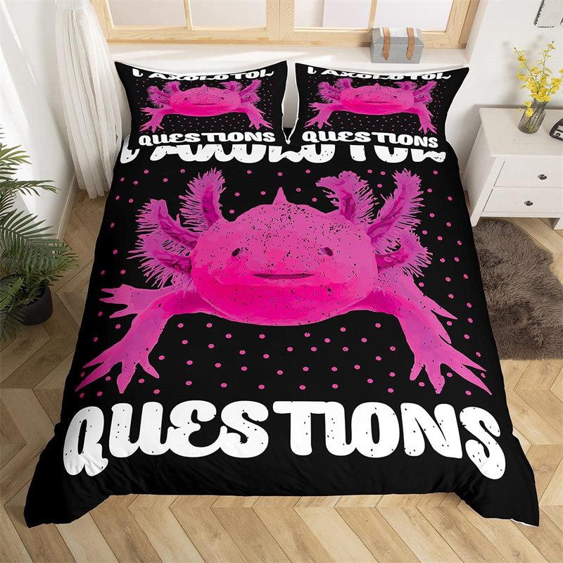 Cartoon Axolotl Duvet Cover Full For Kids Boys Girls Toddlers Kawaii Axolotl Bedding Collection Cute Sea Weed Coastal Comforter Cover