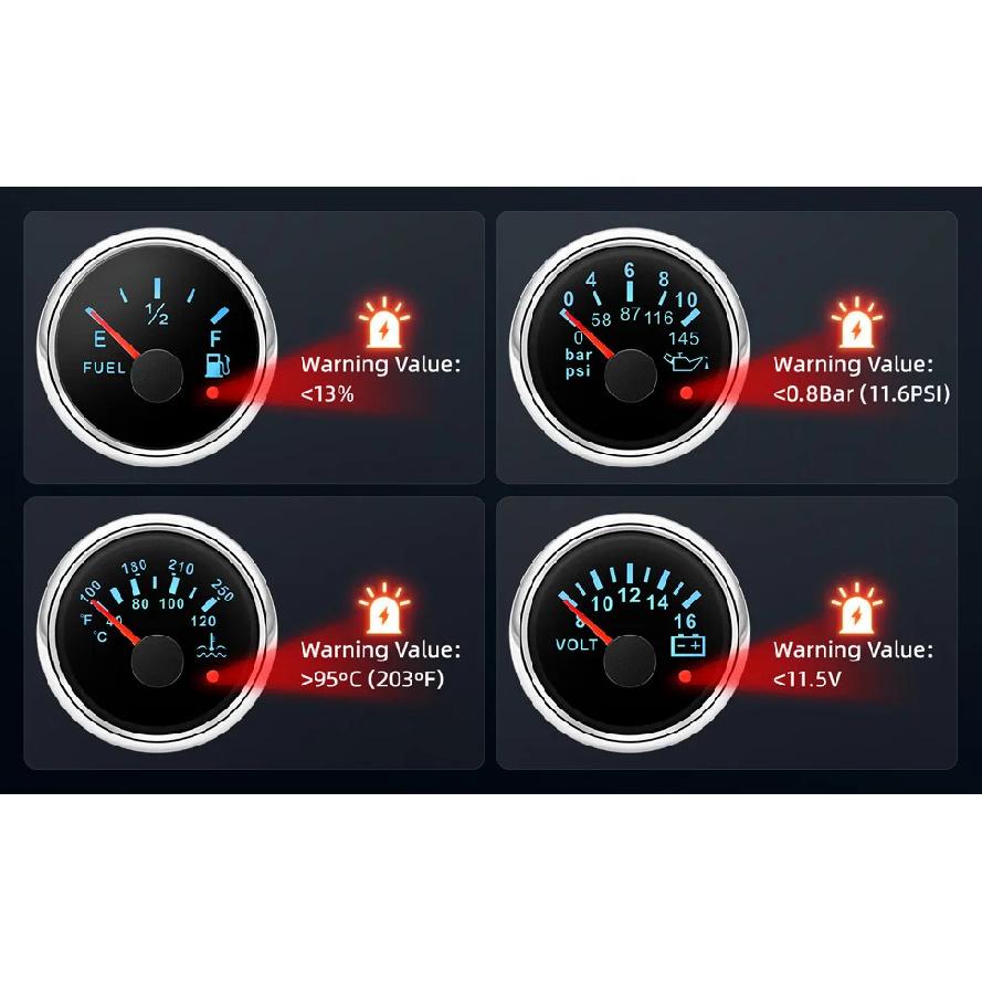 6 Gauge Set Digital GPS Speedometer Tachometer Fuel Gauge Water Temp Oil Pressure Voltmeter With Sensors For Boat Car Customized