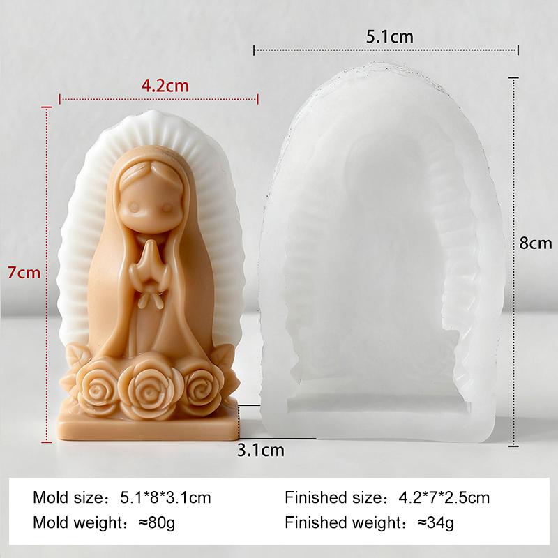 DIY Prayer Girl Silicone Mold Handmade Aroma Candle Plaster Resin Mould Home Ornaments Gypsum Form Crafts Making Mould