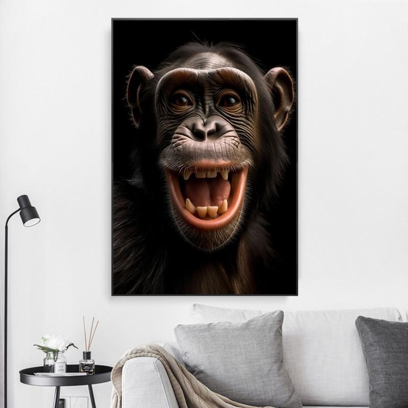Funny Monkey Selfie Happy Chimpanzee Poster with Print Canvas Painting Animal Wall Art for the Living Room Home Decor Cuadros