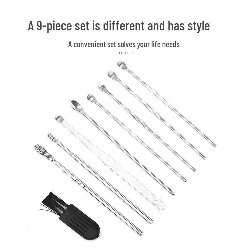 9-Piece Stainless Steel Double-Ended Ear Cleaning Tool Set