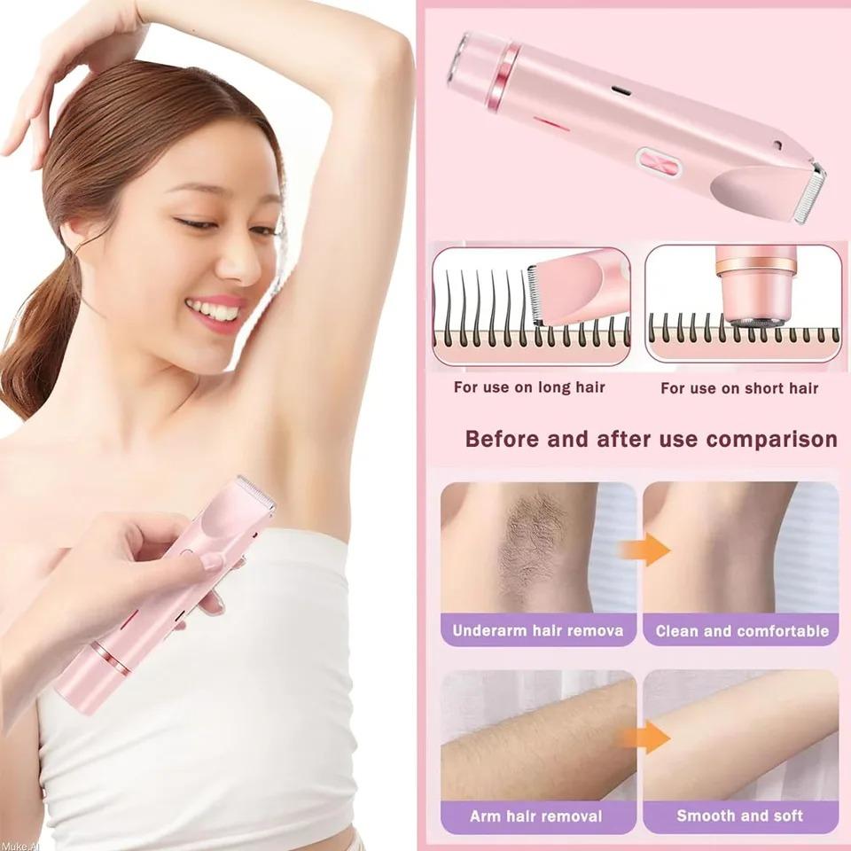 Dual Head Hair Removal for Women Portable Float Blade R-shaped Head Wet Dry Use Waterproof Painless Facial Trimmer Body Epilator