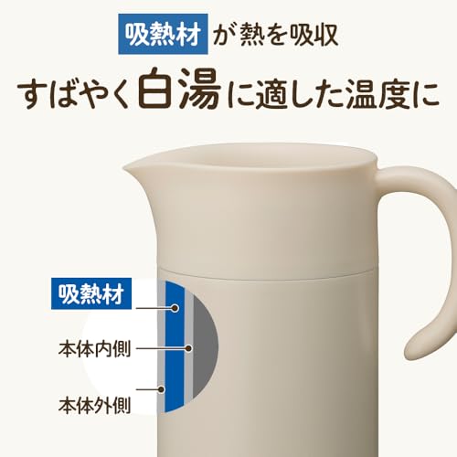 Doshisha Pitcher for Hot Water: Hot Water Specialist, 1.0L, Heat-Absorbent Design, Ivory, ON℃ZONE