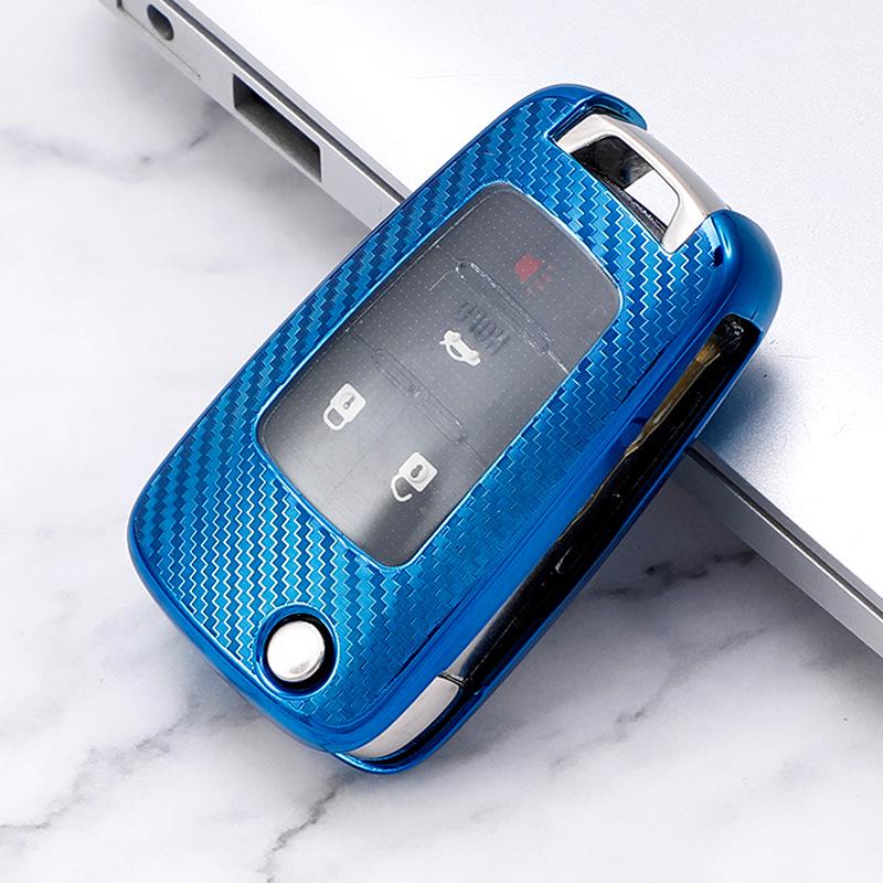 Chevrolet Key Case for Cavalier & Malibu - Carbon Fiber Transparent Soft Rubber Cover